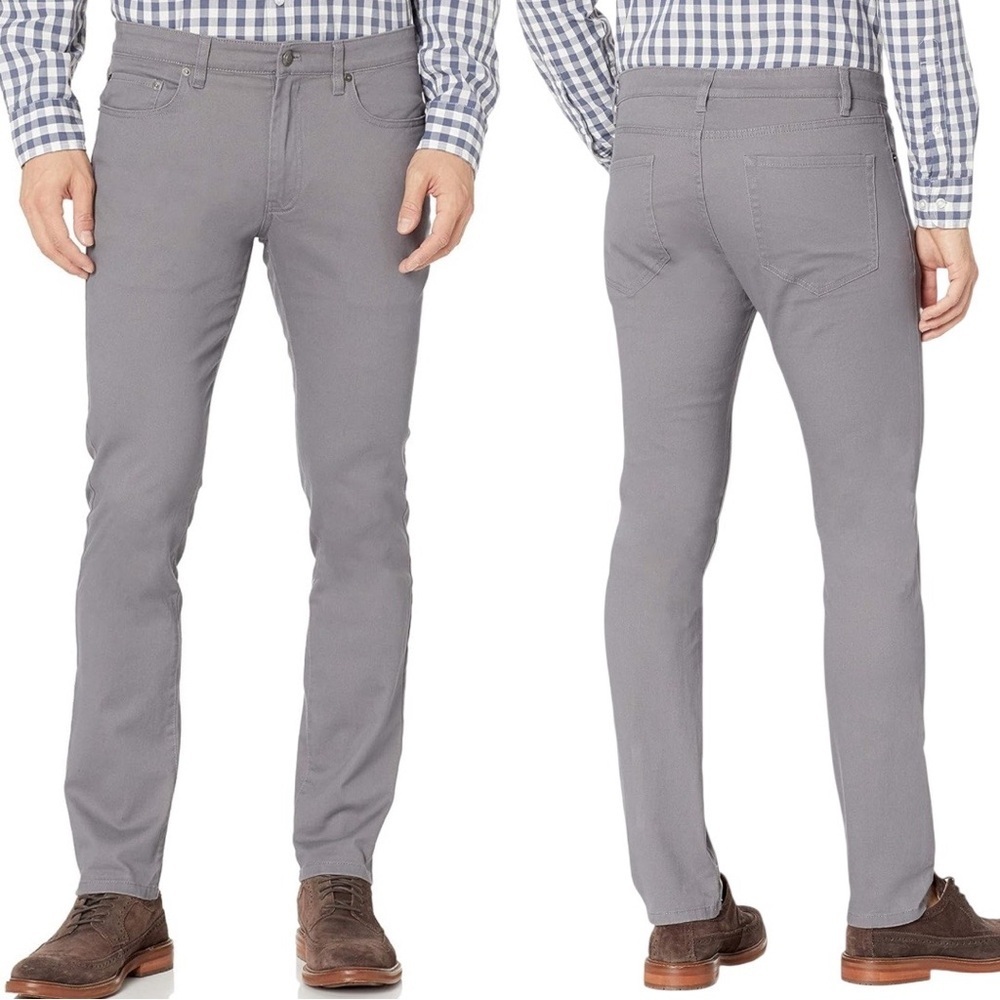 New Men’s Gray Slim 5 Pocket Stretch Twill Pants Size 34x31